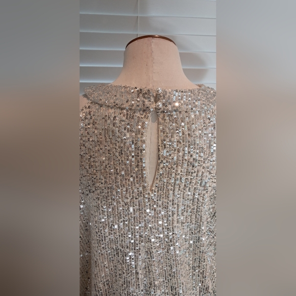 CeCe Champagne Holiday Affair Sequin Shoulerless Top Size L NWT - Picture 6 of 11